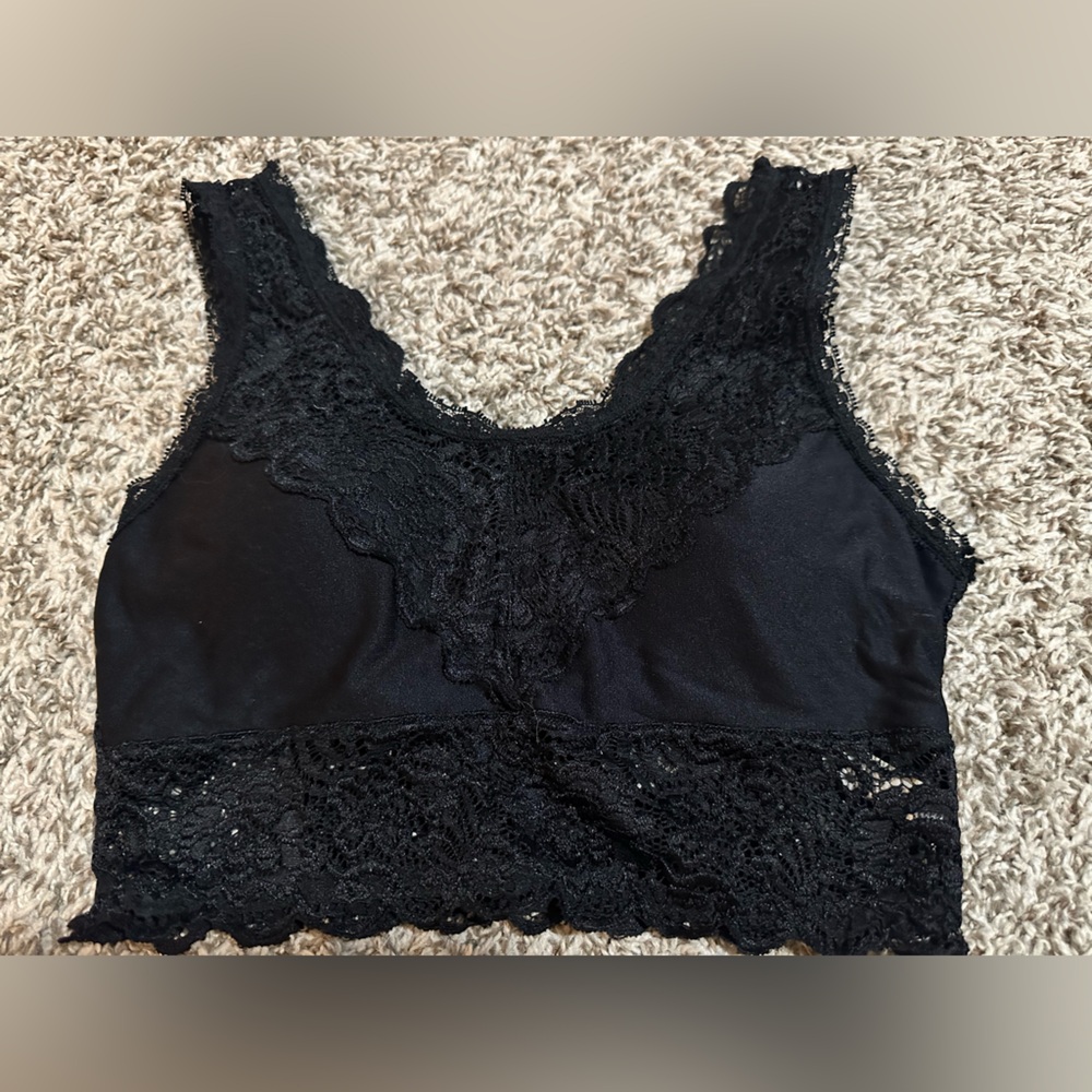 Yahada Black Lace Women's Bralette - SZ S